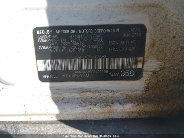 JA4AJ4AW0GZ611156 Mitsubishi Rvr Gt/se Limited Edition