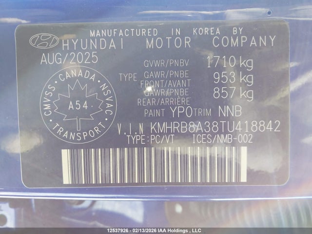 KMHRB8A38TU418842 Hyundai Venue Essential W/two-tone