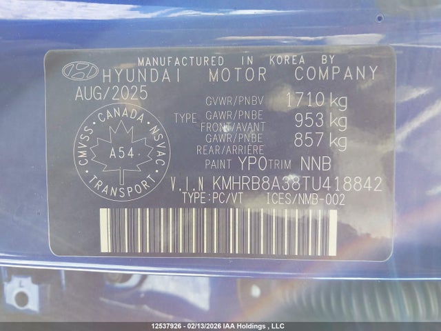 KMHRB8A38TU418842 Hyundai Venue Essential W/two-tone