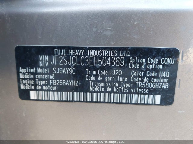 JF2SJCLC3EH504369 Subaru Forester 2.5i Touring