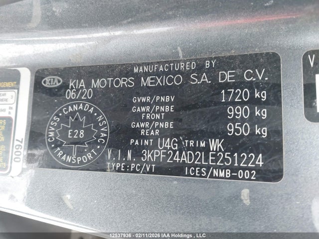 3KPF24AD2LE251224 KIA Forte