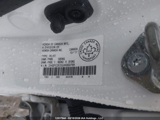 Продаж на аукціоні авто 2018 Honda Civic Lx, vin: 2HGFC2E55JH000799, номер лоту: 12537944