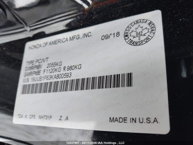 19UUB1F63KA800593 Acura Tlx Tech A-spec