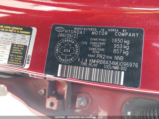 KMHRB8A34MU096976 Hyundai Venue Se