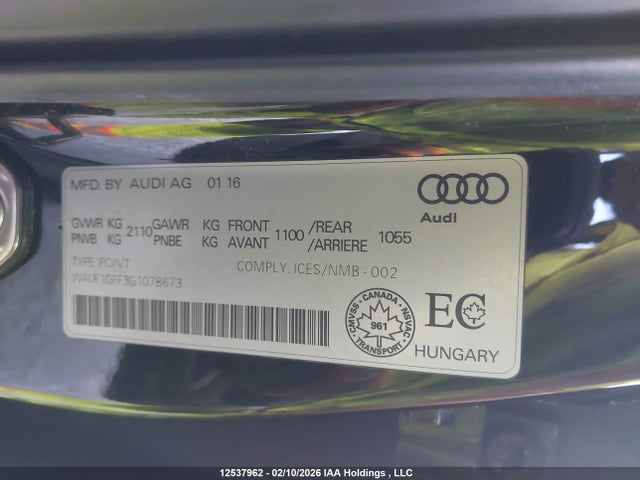 Aukcja sprzedaży 2016 Audi S3 2.0t Technik, vin: WAUF1GFF3G1078673, numer aukcji: 12537962