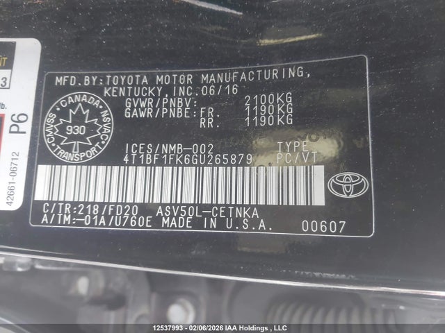 4T1BF1FK6GU265879 Toyota CAMRY LE