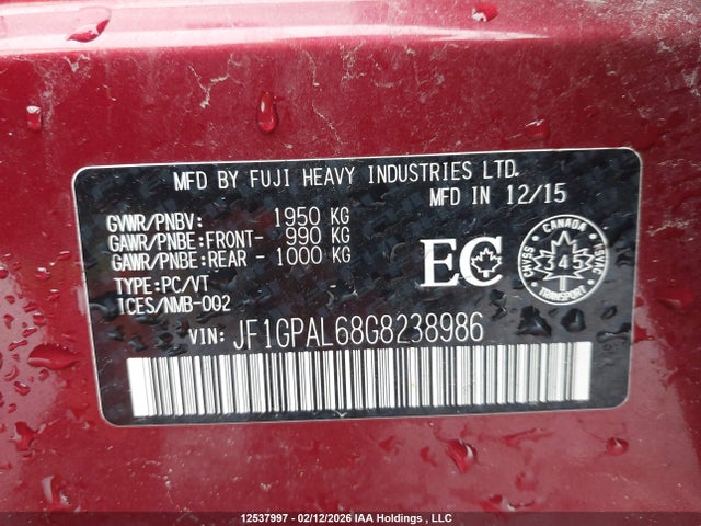 JF1GPAL68G8238986 Subaru Impreza Premium