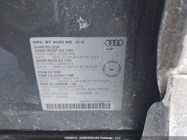 WA1EFCFS8GR016185 Audi Q3 2.0t Komfort