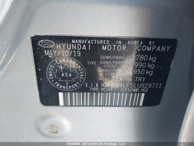 KMHD84LF5LU929711 Hyundai Elantra Preferred With Sun And Safety Package Auto Ivt