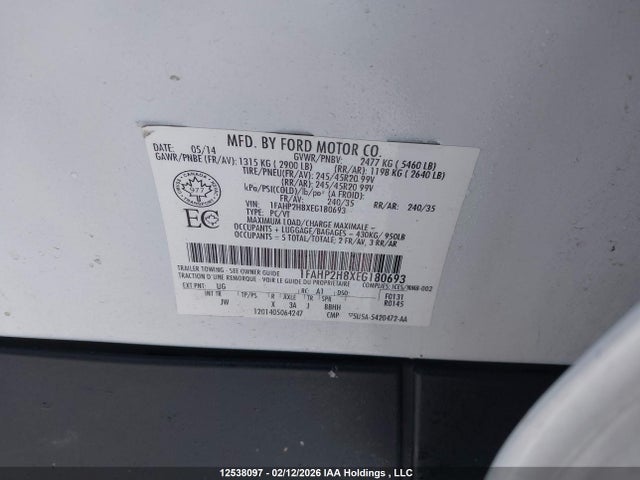 1FAHP2H8XEG180693 Ford TAURUS SEL