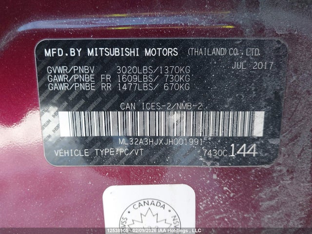 ML32A3HJXJH001991 Mitsubishi MIRAGE ES