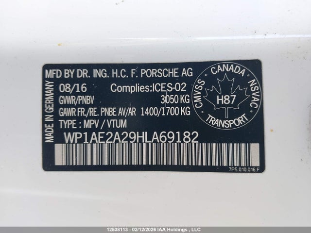 WP1AE2A29HLA69182 Porsche Cayenne