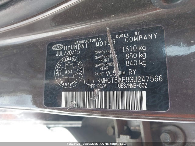 KMHCT5AE8GU247566 Hyundai ACCENT GL