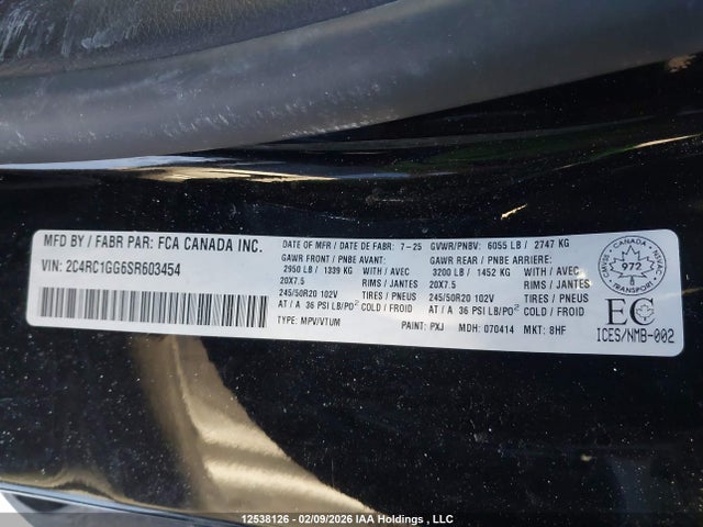 Продажа на аукционе авто 2025 Chrysler Pacifica Limited, vin: 2C4RC1GG6SR603454, номер лота: 12538126