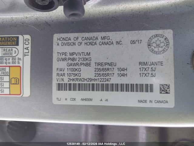 2HKRW2H29HH122247 Honda CR-V LX