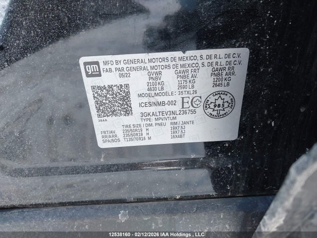 3GKALTEV3NL236755 GMC Terrain Sle