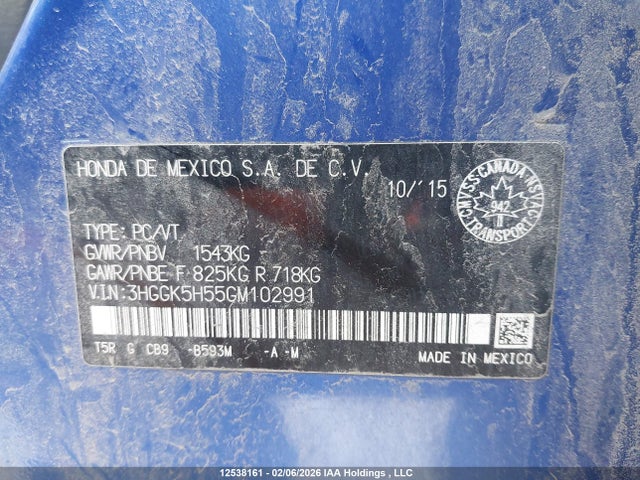 3HGGK5H55GM102991 Honda FIT LX