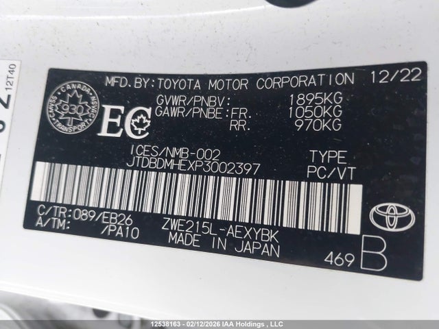 Toyota Corolla Hybrid 2023 JTDBDMHEXP3002397 Image 9