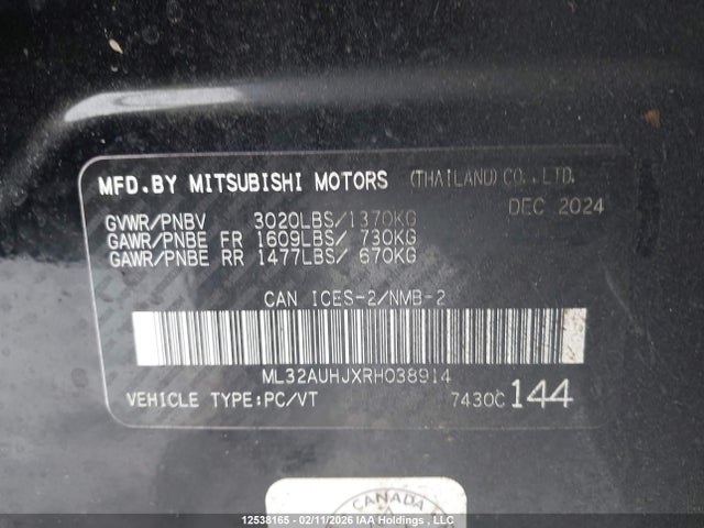ML32AUHJXRH038914 Mitsubishi MIRAGE ES