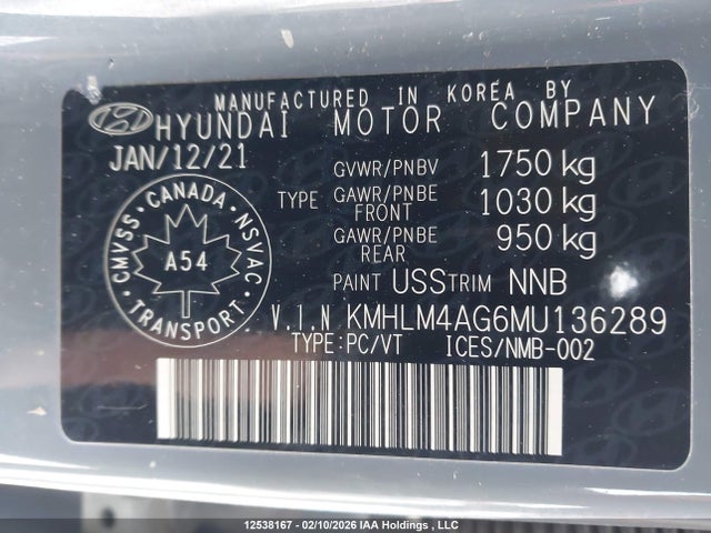 KMHLM4AG6MU136289 Hyundai Elantra Preferred Ivt