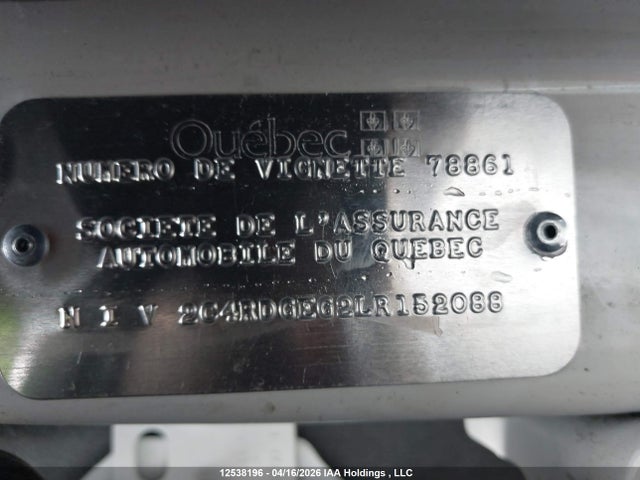 Продаж на аукціоні авто 2020 Dodge Grand Caravan Gt, vin: 2C4RDGEG2LR152088, номер лоту: 12538196