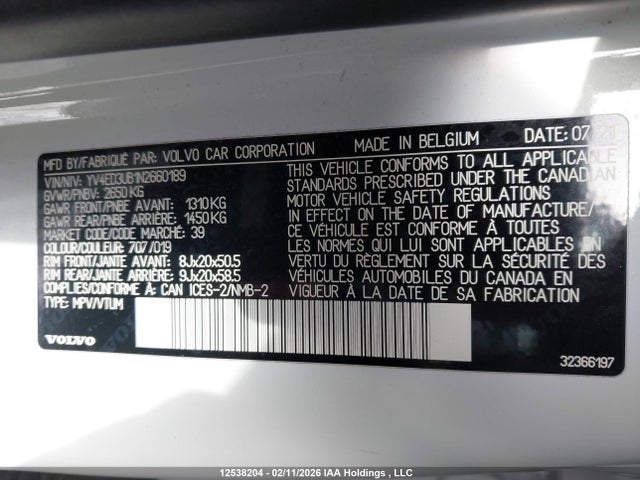 YV4ED3UB1N2660189 Volvo XC40