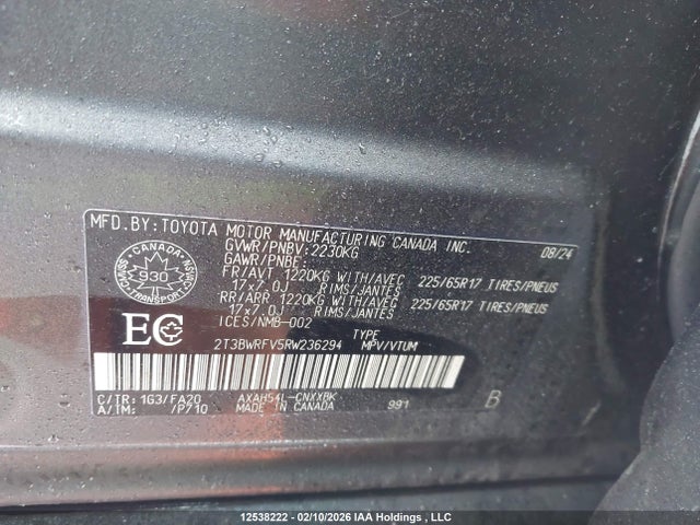 2T3BWRFV5RW236294 Toyota Rav4 Hybrid Le