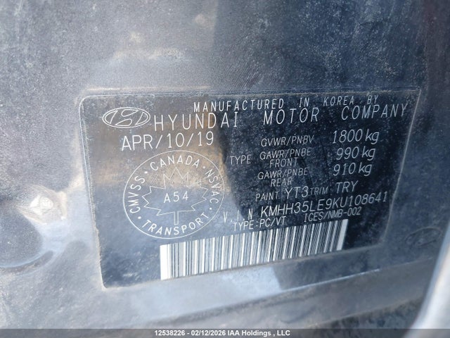 KMHH35LE9KU108641 Hyundai ELANTRA GT