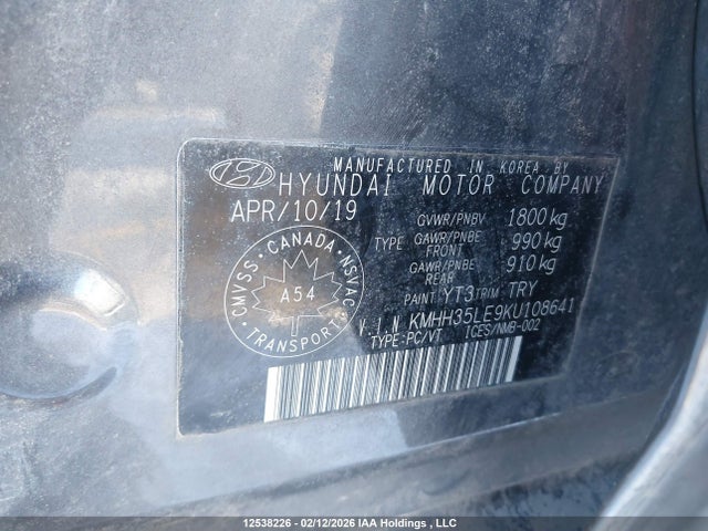 KMHH35LE9KU108641 Hyundai ELANTRA GT