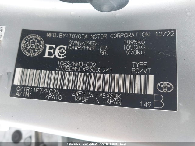 Toyota Corolla Hybrid Se 2023 JTDBDMHEXP3002741 Image 9