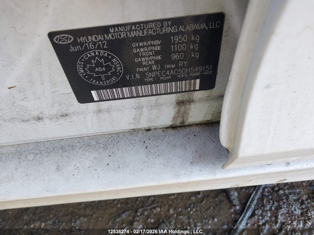 Продажа на аукционе авто 2013 Hyundai Sonata Se/limited, vin: 5NPEC4AC5DH549151, номер лота: 12538274