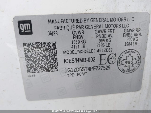 1G1ZD5ST4PF227529 Chevrolet MALIBU LT