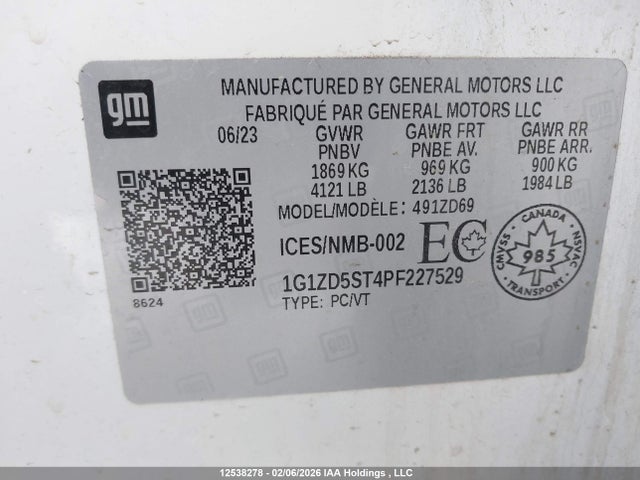 1G1ZD5ST4PF227529 Chevrolet MALIBU LT