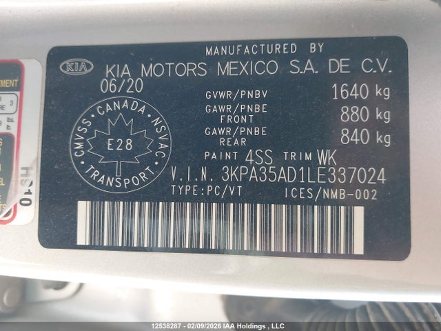 3KPA35AD1LE337024 KIA Rio Ex/ex Sport