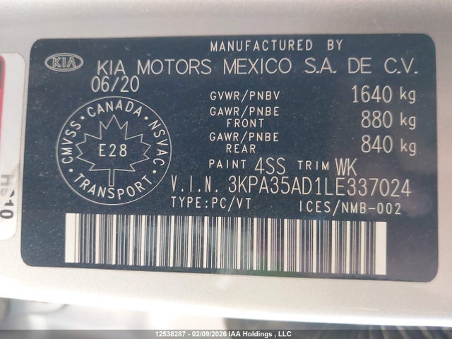 3KPA35AD1LE337024 KIA Rio Ex/ex Sport