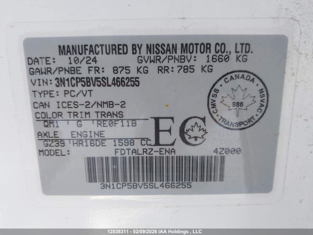 3N1CP5BV5SL466255 Nissan Kicks Play S