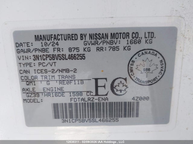 3N1CP5BV5SL466255 Nissan Kicks Play S