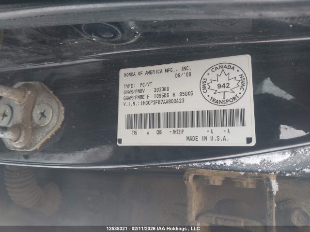 2010 Honda Accord Exl მანქანა იყიდება აუქციონზე, vin: 1HGCP2F87AA800423, აუქციონის ნომერი: 12538321