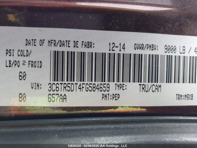 Продаж на аукціоні авто 2015 Ram 2500 Slt, vin: 3C6TR5DT4FG584659, номер лоту: 12538325