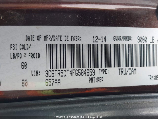 Продаж на аукціоні авто 2015 Ram 2500 Slt, vin: 3C6TR5DT4FG584659, номер лоту: 12538325