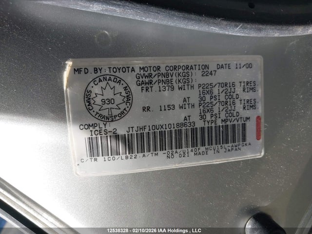 Aukcja sprzedaży 2001 Lexus Rx 300 300, vin: JTJHF10UX10188633, numer aukcji: 12538328