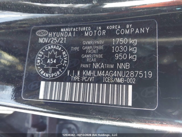Aukcja sprzedaży 2022 Hyundai Elantra Sel, vin: KMHLM4AG4NU287519, numer aukcji: 12538342