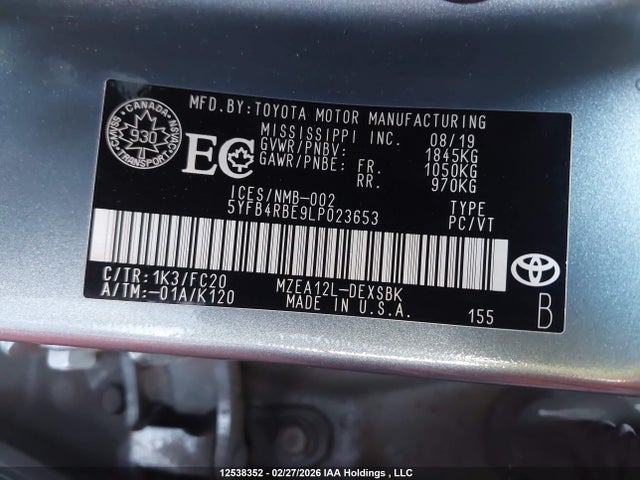 Toyota COROLLA SE 2020 5YFB4RBE9LP023653 Image 9