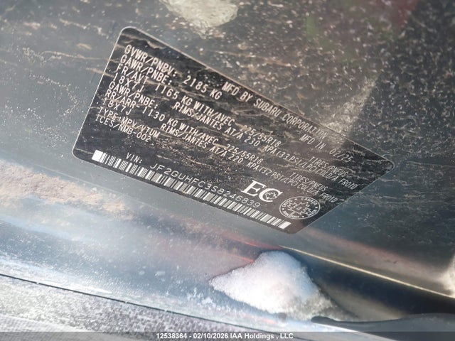 12538364 :رقم المزاد ، JF2GUHFC3S8246839 vin ، 2025 Subaru Crosstrek Onyx مزاد بيع