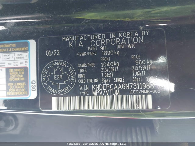 KNDEPCAA6N7311988 KIA Seltos Lx