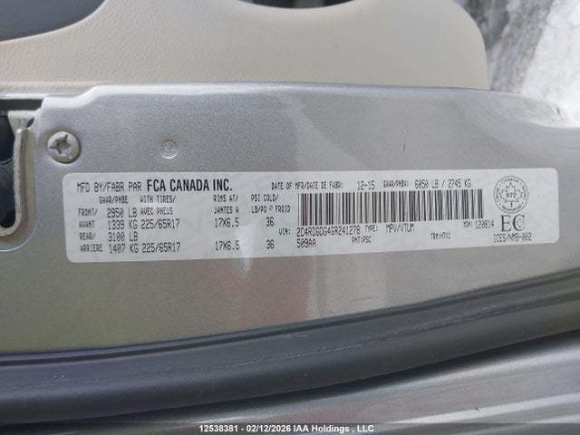 2C4RDGDG4GR241278 Dodge Grand Caravan Crew
