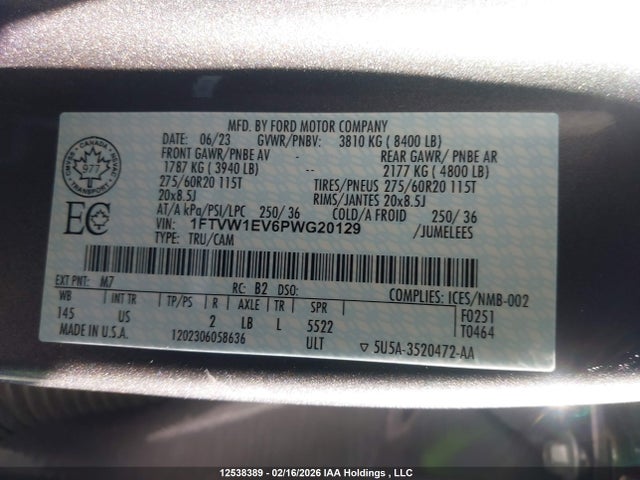 1FTVW1EV6PWG20129 Ford F-150 Lightning Xlt