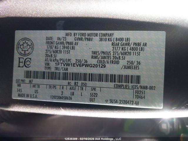 1FTVW1EV6PWG20129 Ford F-150 Lightning Xlt