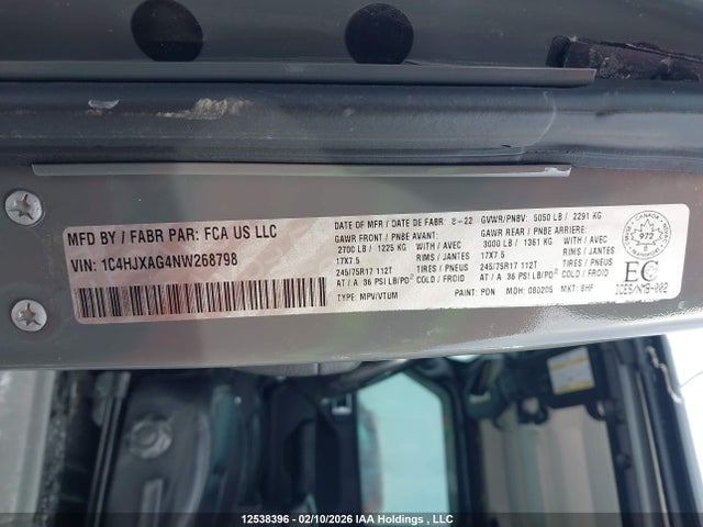 1C4HJXAG4NW268798 Jeep Wrangler Sport