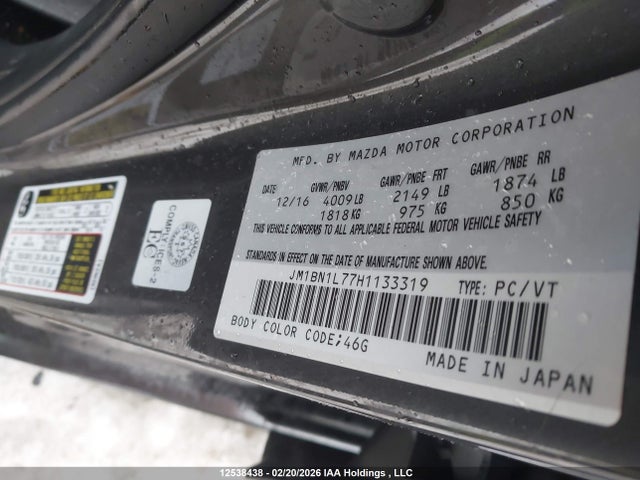 JM1BN1L77H1133319 Mazda Mazda3 Gs